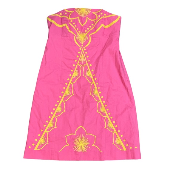 Lilly Pulitzer Strapless Dress Bowen Bumblebee Pink Yellow Size 2 - Picture 1 of 15